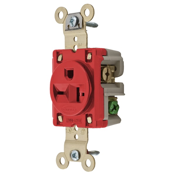 Straight Blade Receptacle, 6-20R, 20 A, 250V AC, 2 Pole, 3 Wire, Flush Mount, Grounded